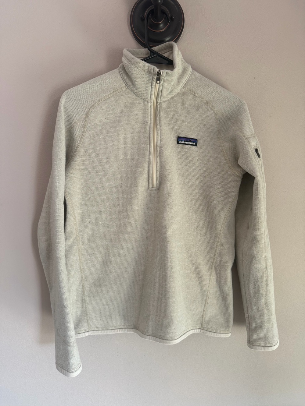 Patagonia Womens Better Sweater Quarter Zip Pullover Cream Oatmeal Small